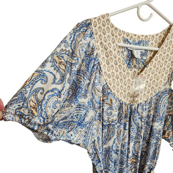 NWT Lucky Brand Blue Paisley Puff Sleeved Bohemian Midi Dress Size M - Picture 5 of 16